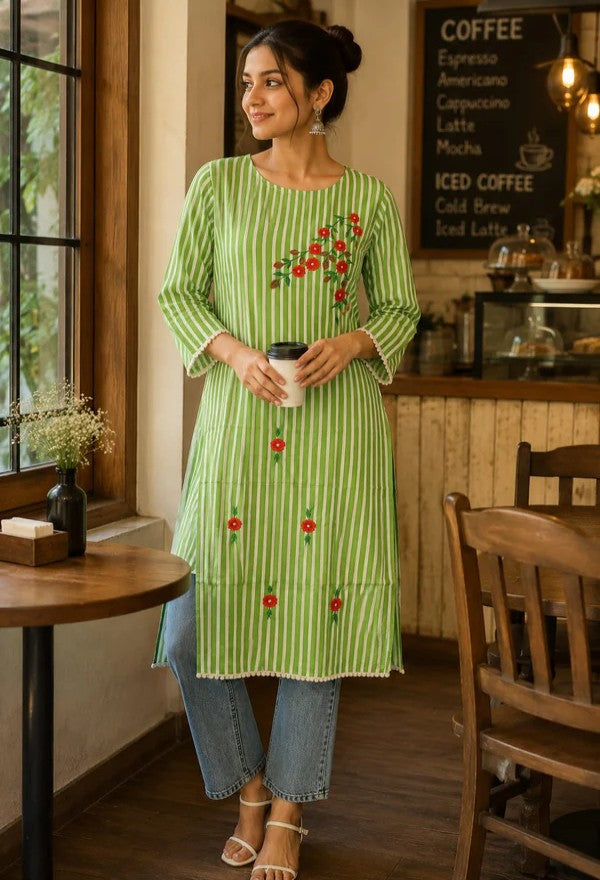 Embroidered Cotton Kurta
