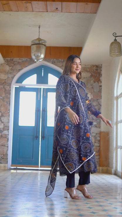 Bandhani Angrakha Anarkali Suit Set