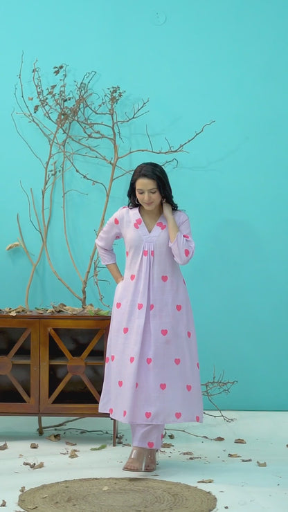 Lavender Heart Print Co-Ord Set