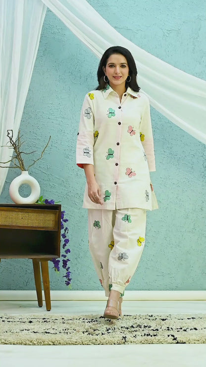 Butterfly Embroidered Co-Ord Set