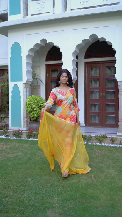 Yellow Floral Suit Set