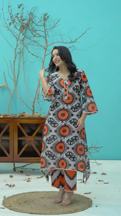 Black-Orange Fish-Cut Set