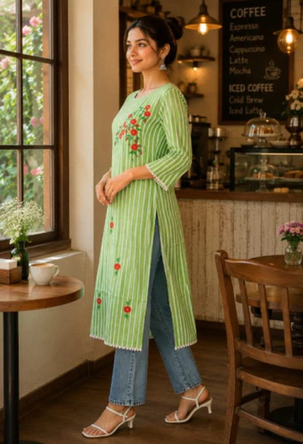 Embroidered Cotton Kurta